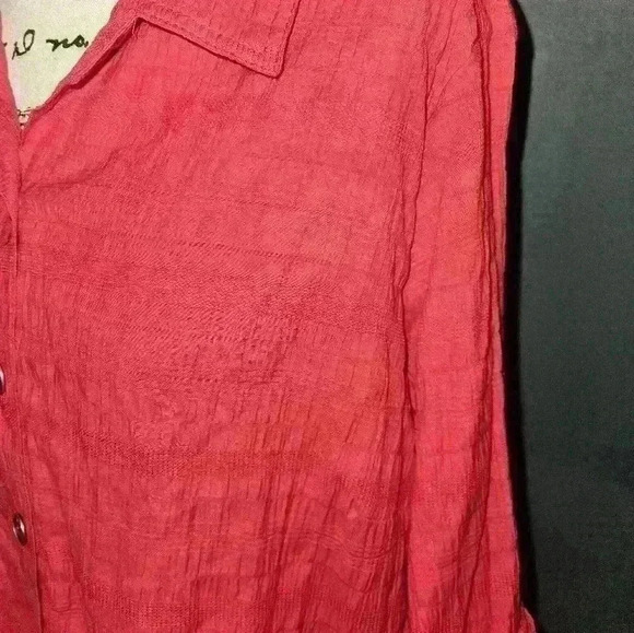 Rebecca Malone Womans 3/4 Sleeve Red Blouse Size Xl - Picture 4 of 11
